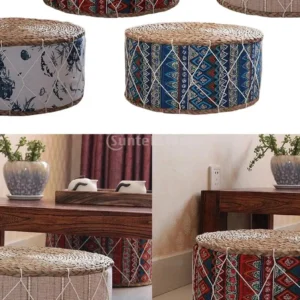 Pouf tatami rond en fausse fourrure et mousse PU