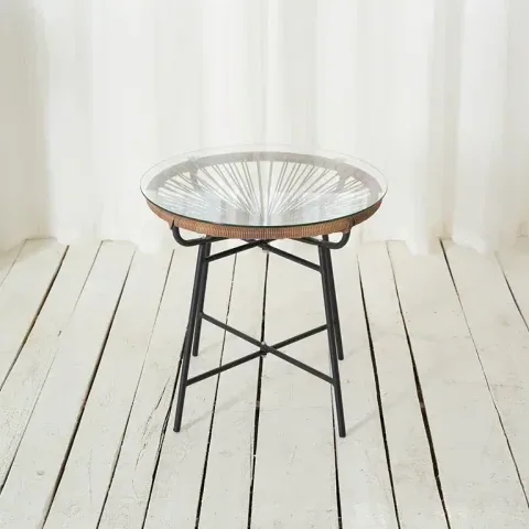 Repose-pieds Footstool-white en rotin et métal – Image 3