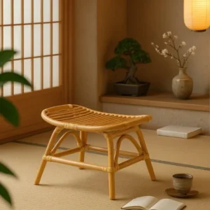 Repose-pieds ottoman bateau en rotin naturel