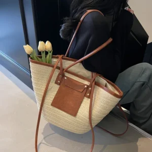 Sac bandoulière en paille tressée style vintage 2026