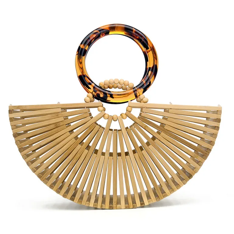 Sac coquille en bambou tressé pour femme – Image 2