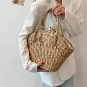 Sac fourre-tout en paille tissé main style bohème