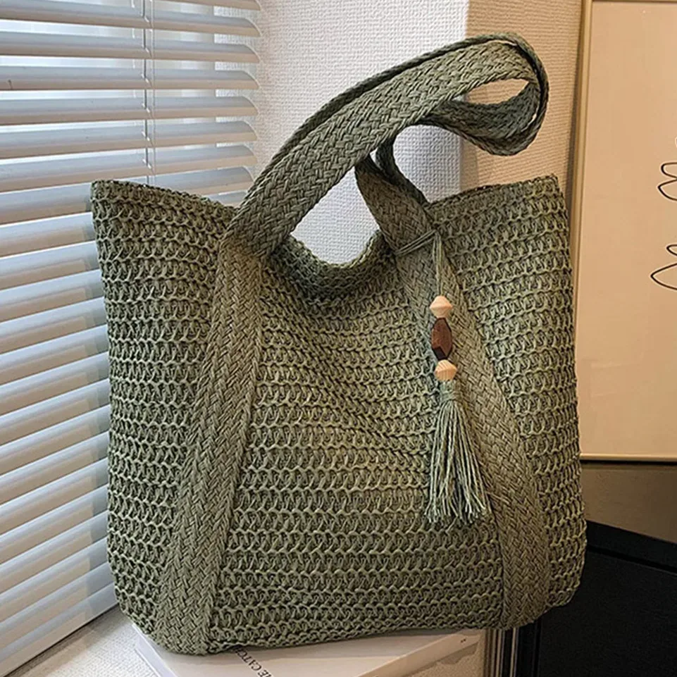 Sac fourre-tout en paille tissée à la main