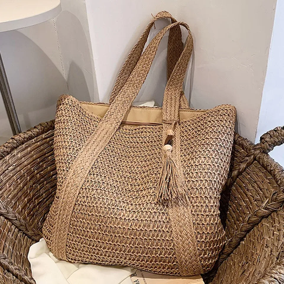 Sac fourre-tout en paille tissée à la main – Image 2