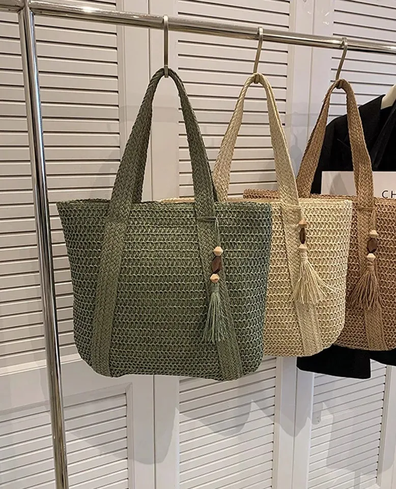Sac fourre-tout en paille tissée à la main – Image 3