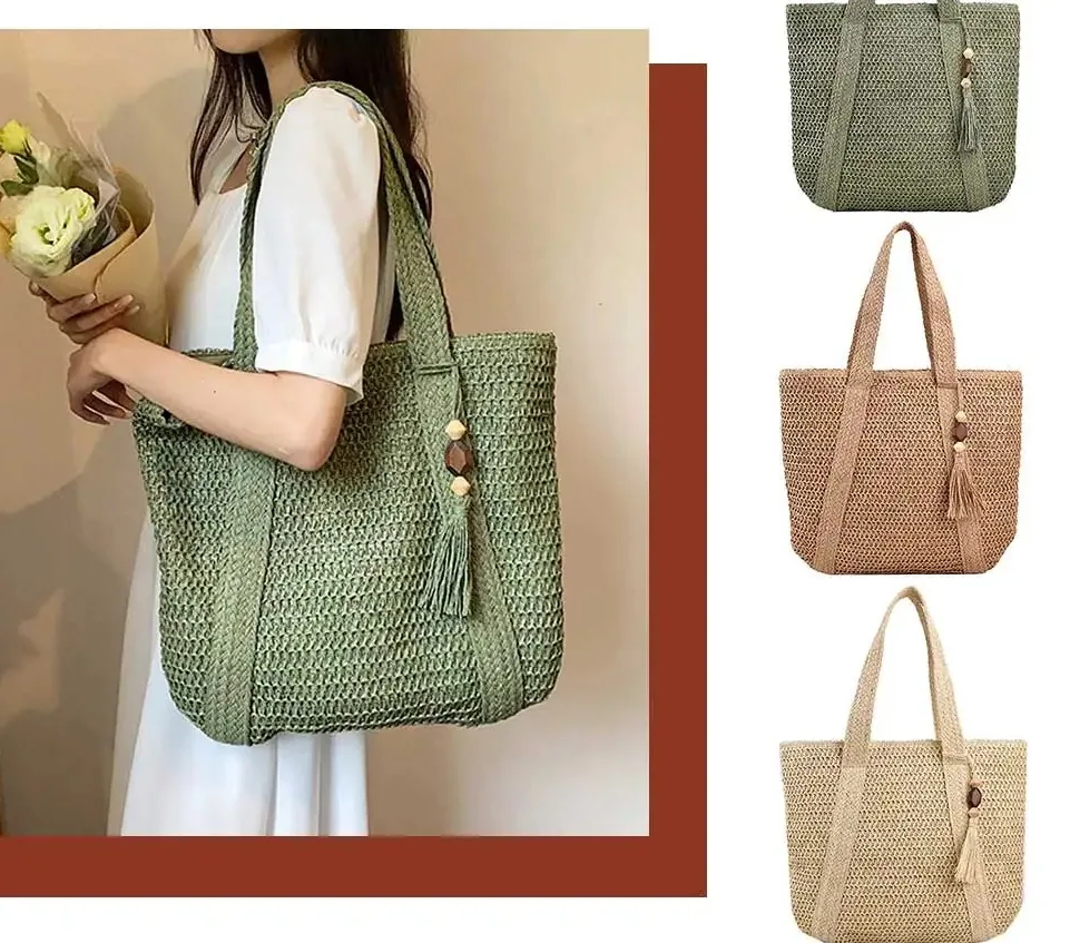 Sac fourre-tout en paille tissée à la main – Image 4