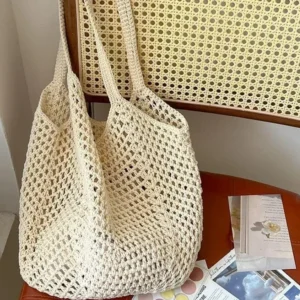 Sac fourre-tout en paille tissée femme - modèle unique