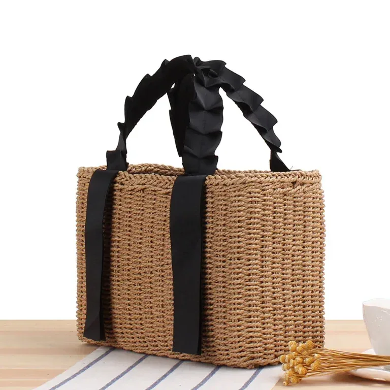 Sac rotin tissé bohème fourre-tout été – Image 3
