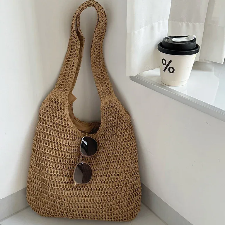 Sac rotin tressé bandoulière réglable pour femme