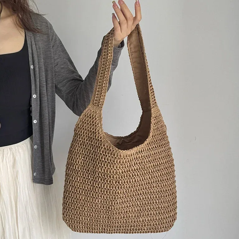 Sac rotin tressé bandoulière réglable pour femme – Image 2