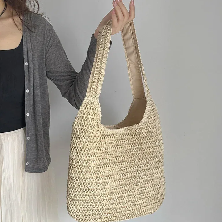 Sac rotin tressé bandoulière réglable pour femme – Image 5