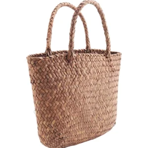Sac rotin tressé carré en paille naturelle