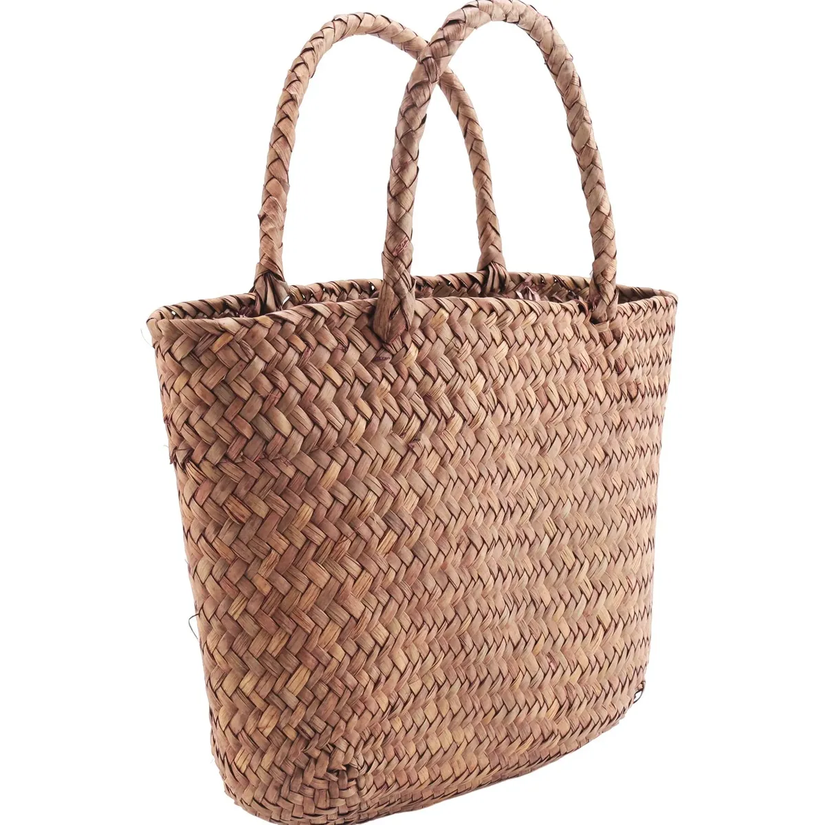 Sac rotin tressé carré en paille naturelle