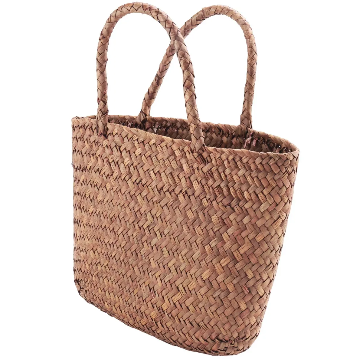Sac rotin tressé carré en paille naturelle – Image 3