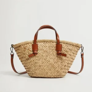 Sac seau en rotin tissé style plage 2024