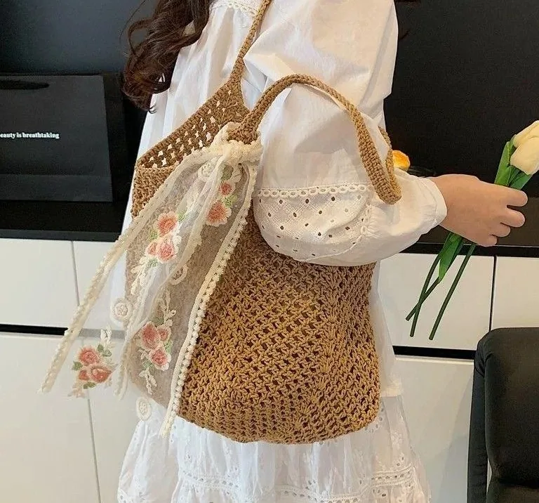 Sac seau tressé en cuir PU pour femme G32 – Image 3