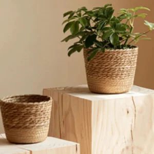 Set 3 cache-pots tissés style pastoral
