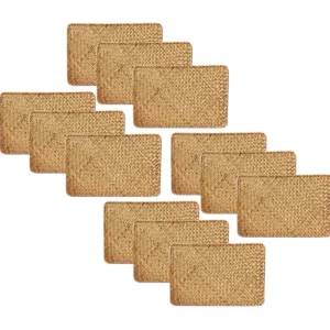 Set de 12 napperons tissés en jonc de mer et lin