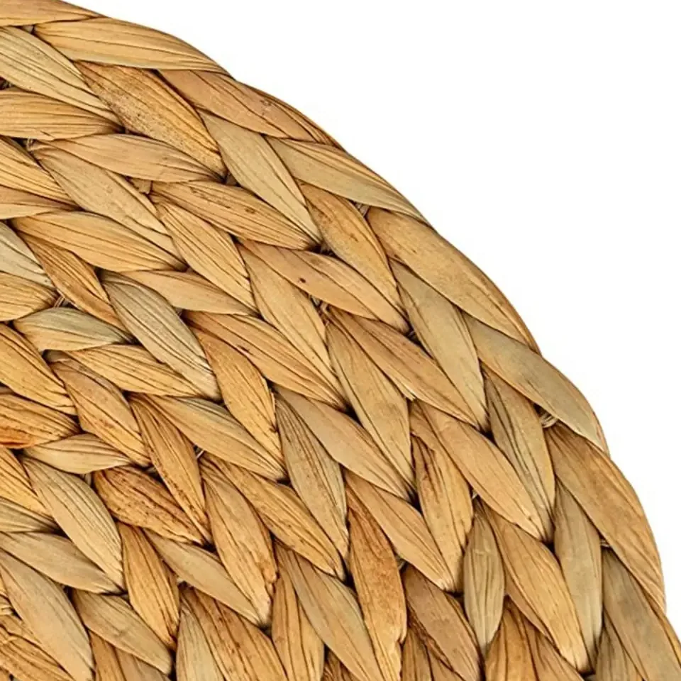 Set de 4 napperons ronds en paille et lin – Image 2