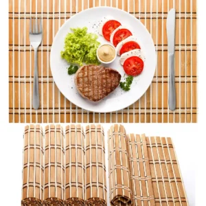 Set de 4 sets de table en bambou naturel rectangulaires
