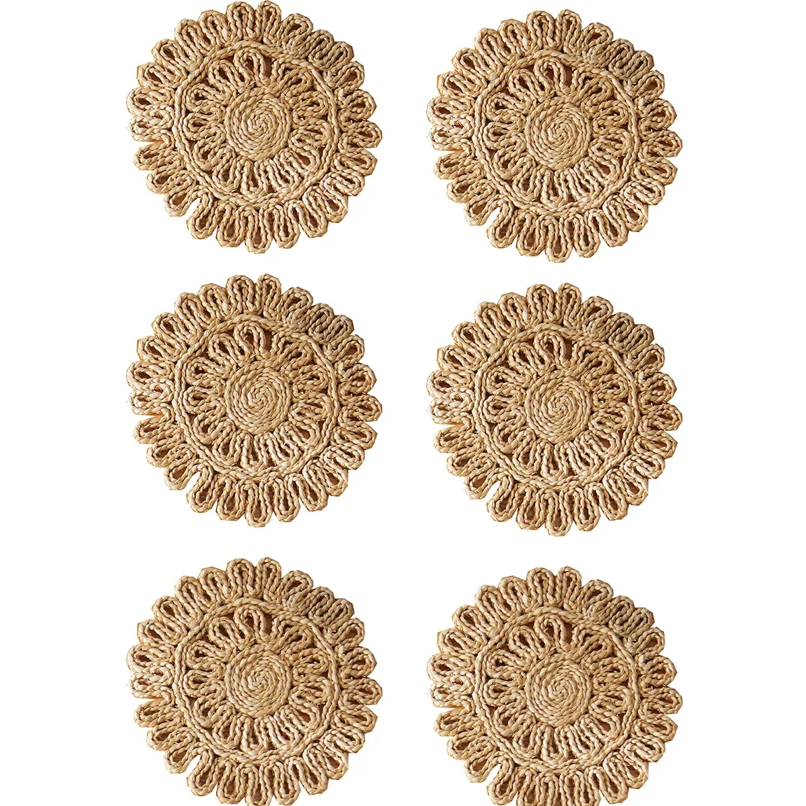 Set de napperons ronds en paille tissée macramé – Image 4