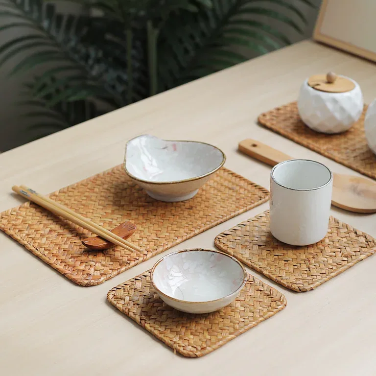 Set de table rectangulaire en bambou tissé ht402