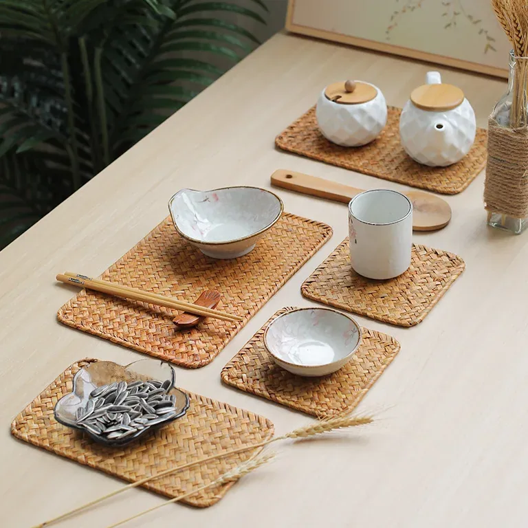 Set de table rectangulaire en bambou tissé ht402 – Image 2