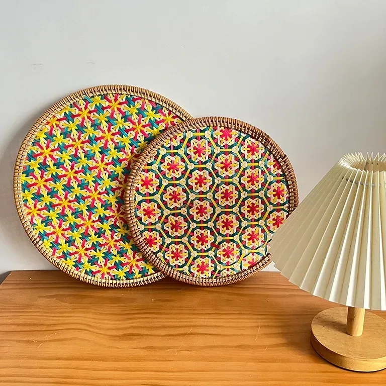 Set de table rond en rotin tissé main style japonais – Image 4