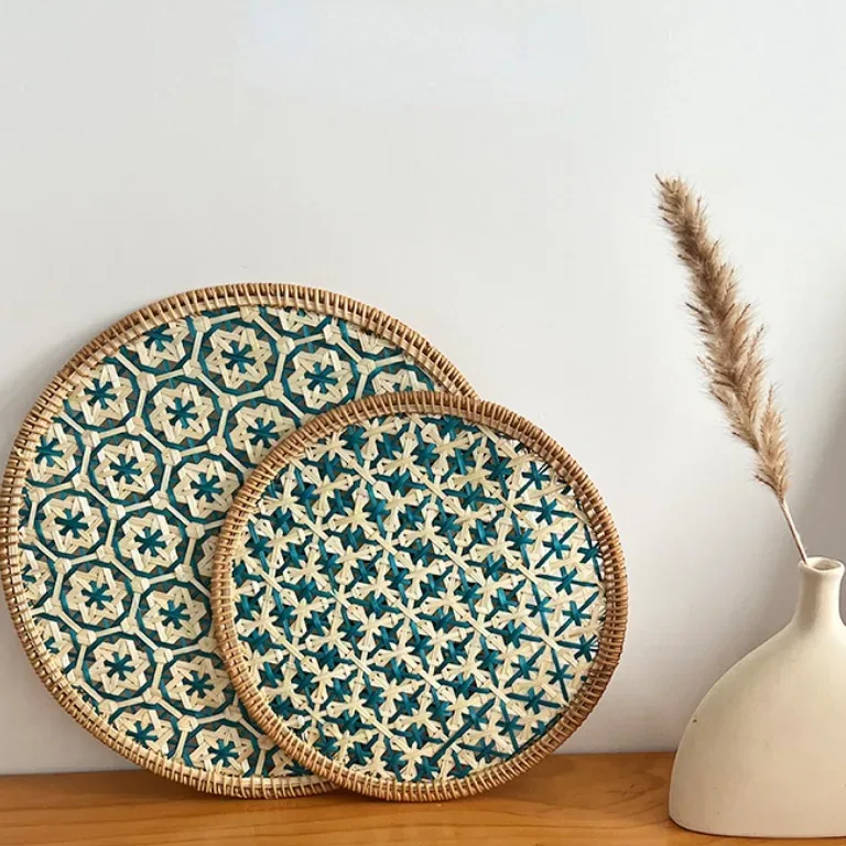 Set de table rond en rotin tissé main style japonais – Image 5