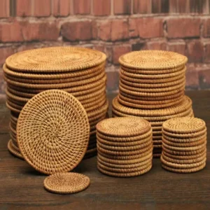 Set de table rond en rotin tressé naturel