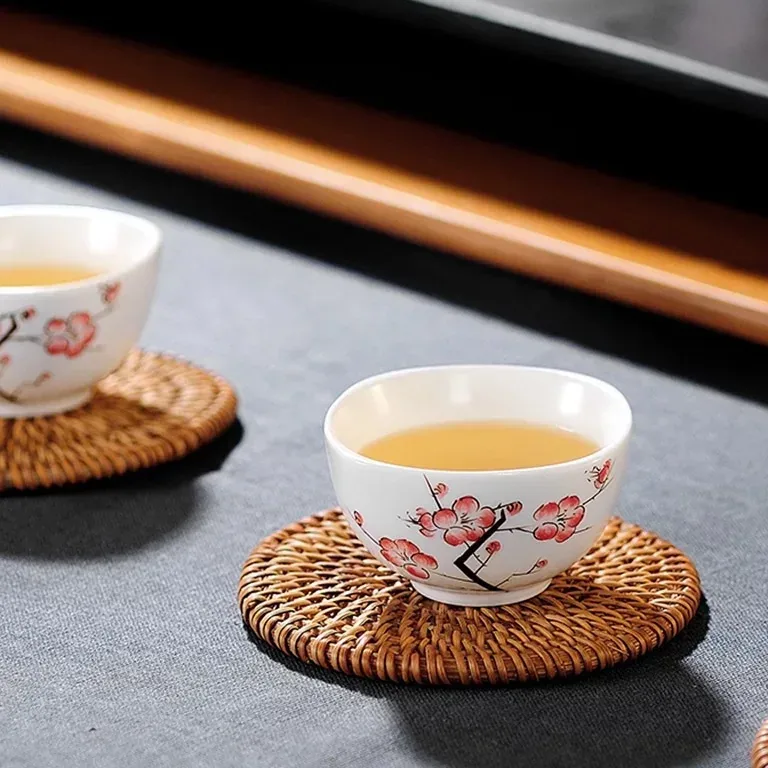 Set de table rond en rotin tressé naturel – Image 4
