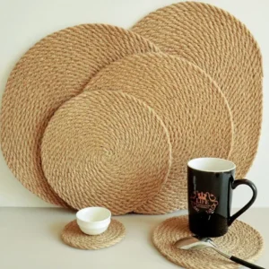 Set de table rond tressé en jute style bohème