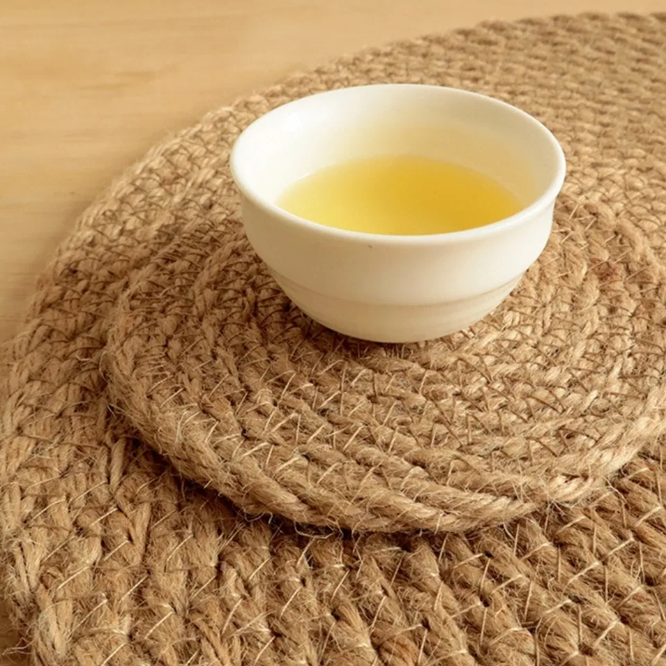 Set de table rond tressé en jute style bohème – Image 5
