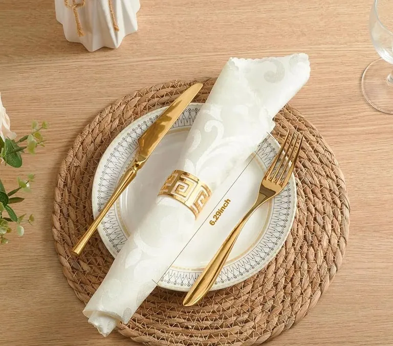 Set napperons ronds tissés style bohème naturel – Image 2