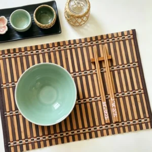 Sets de table en bambou tressé bord tissu - lot non décliné