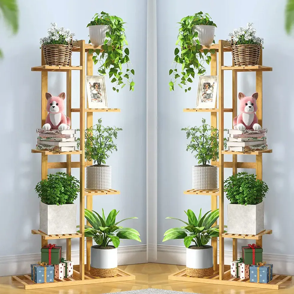 Support d'angle en bambou T1 pour plantes 40x20x122 cm