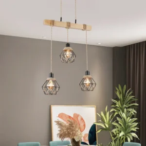 Suspension 3 têtes corde de chanvre style loft