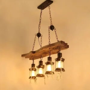 Suspension bar rustique bois et métal style industriel