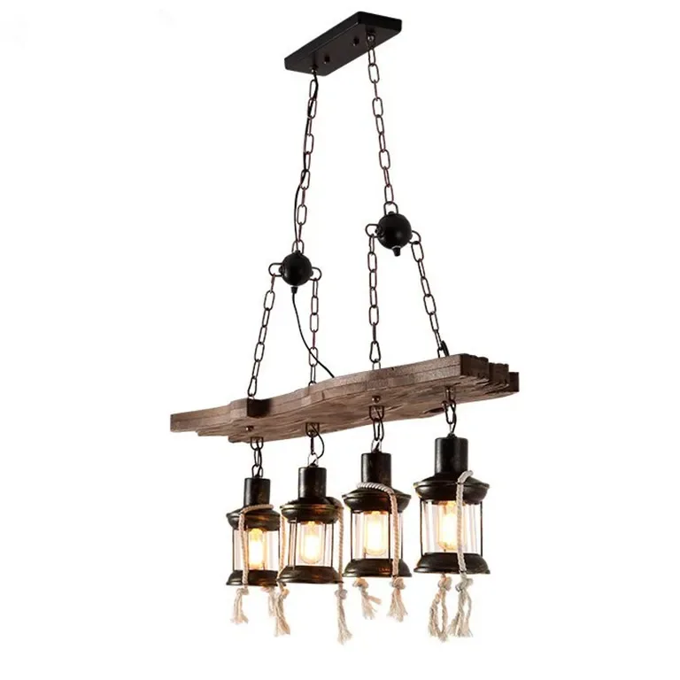 Suspension bar rustique bois et métal style industriel – Image 2