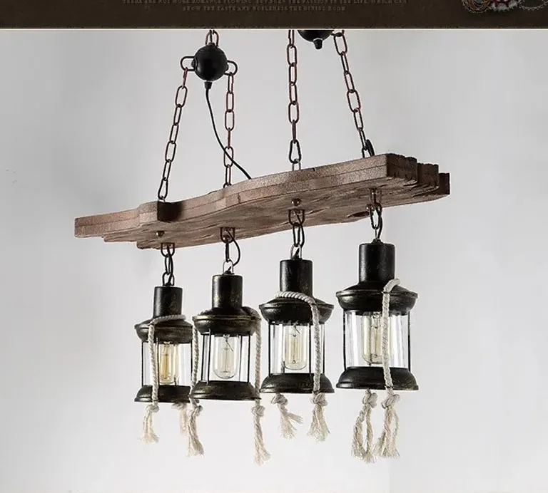 Suspension bar rustique bois et métal style industriel – Image 3