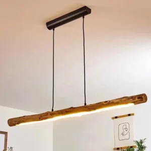 Suspension bois massif style japonais LED
