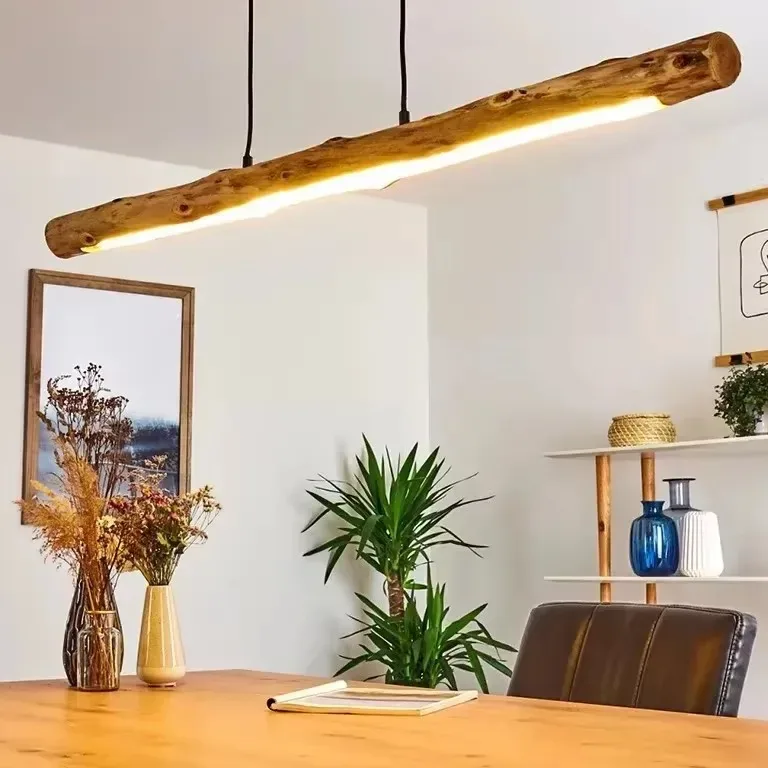 Suspension bois massif style japonais LED – Image 3