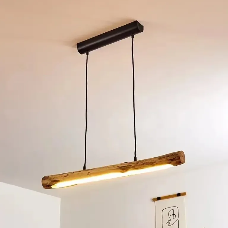 Suspension bois massif style japonais LED – Image 4