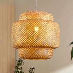 Suspension en bambou et rotin LED pour intérieur