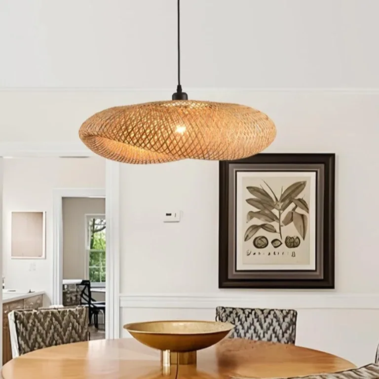 Suspension en bambou tressé style chapeau de paille – Image 4
