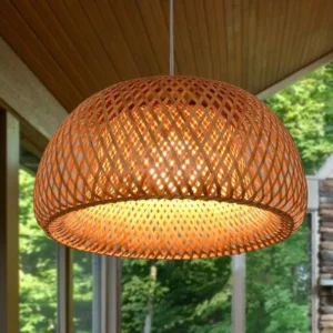 Suspension en bambou tressé style chinois 26 cm
