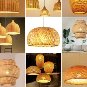 Suspension en bambou tressé style chinois pour intérieur