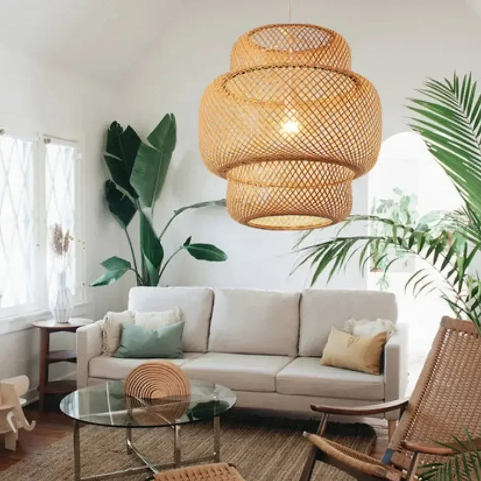 Suspension en bambou tressé style chinois pour intérieur – Image 3