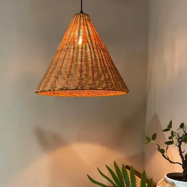 Suspension en paille tressée beige pour intérieur – Image 2