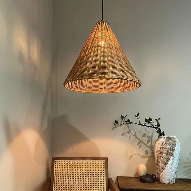 Suspension en paille tressée beige pour intérieur – Image 4